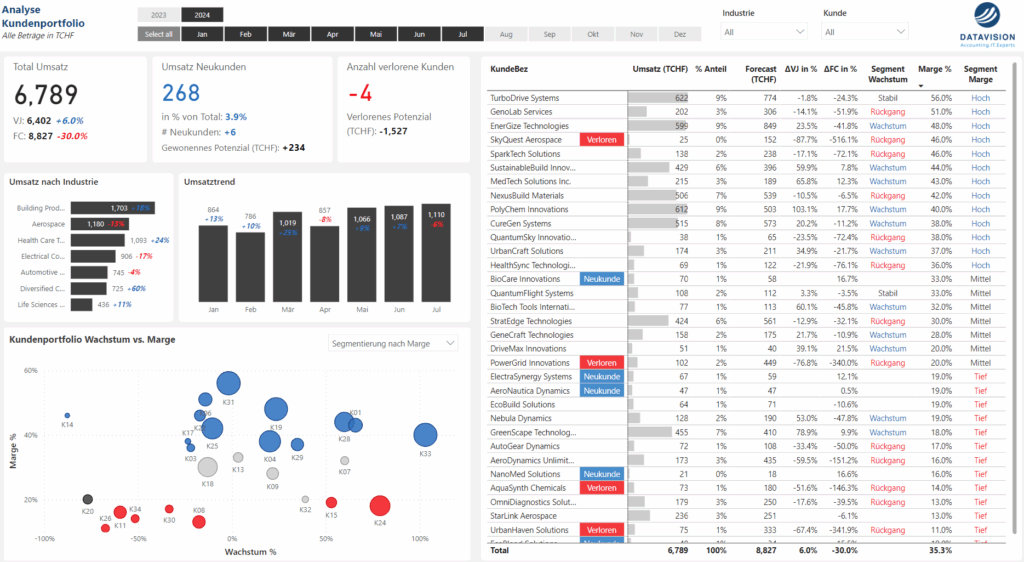Power BI Demo Analyse Kundenportfolio - Kundendashboard - Customer Dashboard